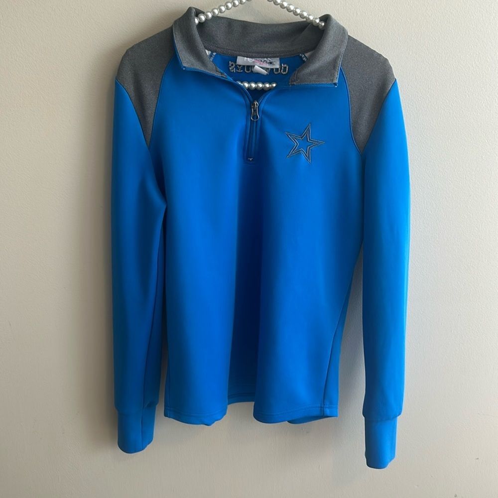 Dallas Cowboys Quarter Zip Pullover M Medium Blue Gray Star Fleece Jacket Women